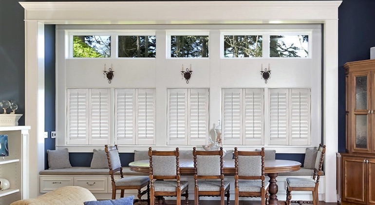 Minneapolis dining room with Studio plantation shutters.
